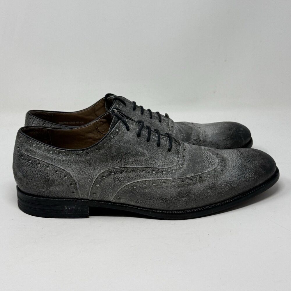 John Varvatos Sid Oxford Dress Shoes Mens 12 M Gray Leather Wingtip Brogue